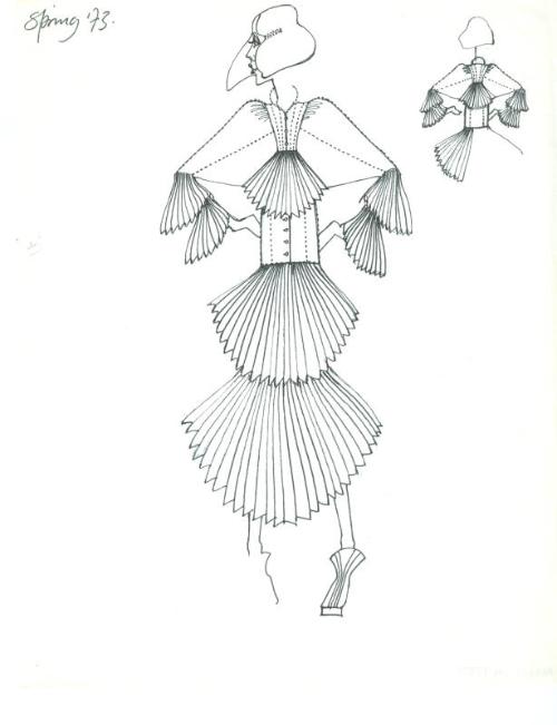 Drawing of Top and Skirt for Spring 1973 Collection