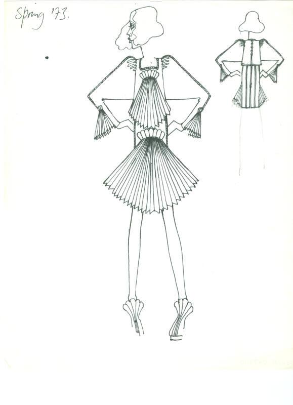 Drawing of Top and Skirt for Spring 1973 Collection