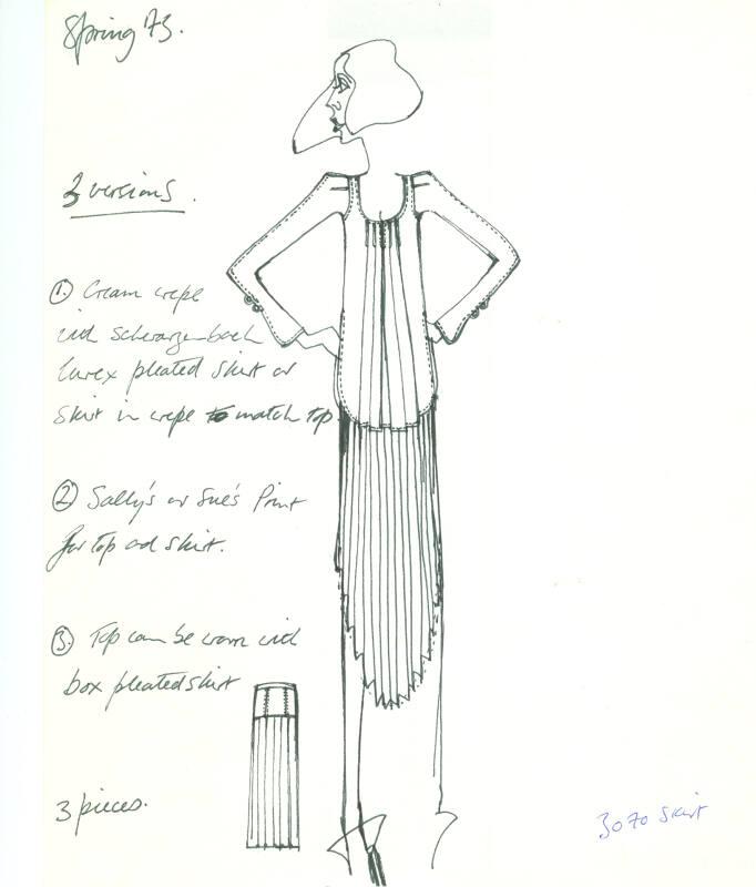 Drawing of Top and Skirt for Spring 1973 Collection