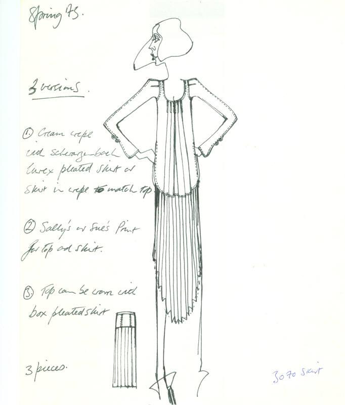 Drawing of Top and Skirt for Spring 1973 Collection