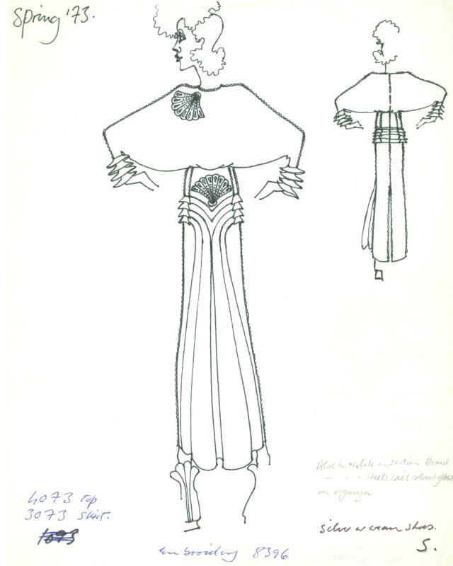 Drawing of Top and Skirt for Spring 1973 Collection