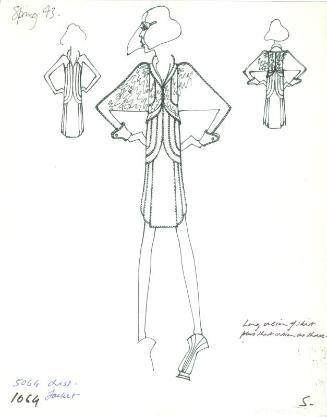 Drawing of Dress and Jacket for Spring 1973 Collection