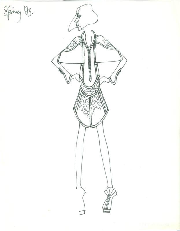 Drawing of Dress for Spring 1973 Collection