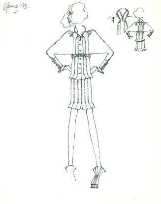 Drawing of Jacket and Skirt for Spring 1973 Collection
