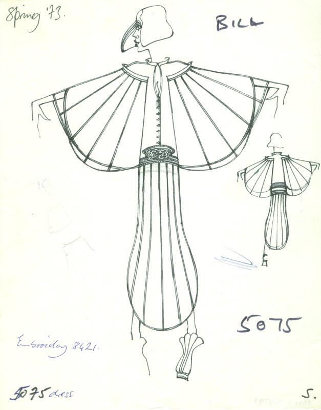 Drawing of Dress for Spring 1973 Collection