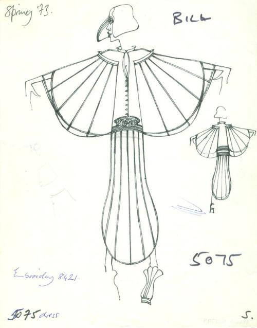 Drawing of Dress for Spring 1973 Collection