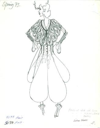 Drawing of Dress and Shawl for Spring 1973 Collection