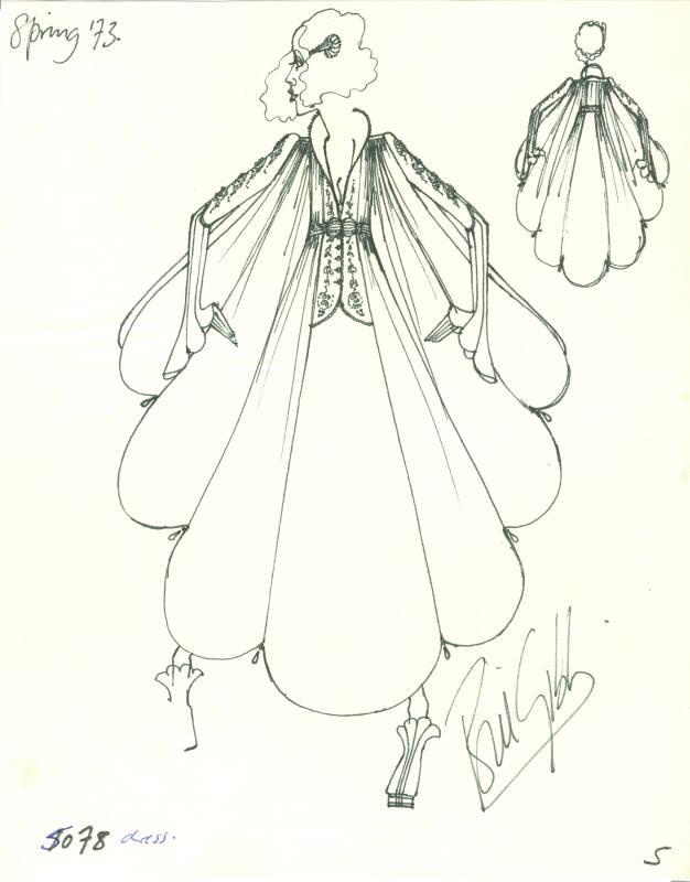 Drawing of Dress for Spring 1973 Collection