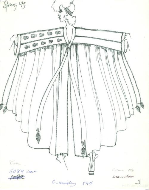 Drawing of Coat for Spring 1973 Collection