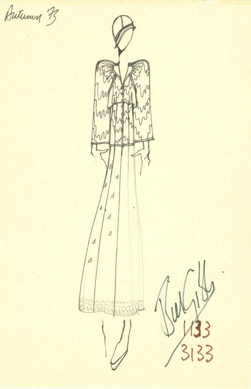 Drawing of Blouse and Skirt for Autumn 1973 Collection