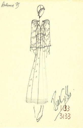 Drawing of Blouse and Skirt for Autumn 1973 Collection