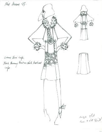 Drawing of Jacket and Skirt for 1973 Mid Season Collection
