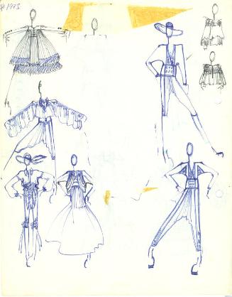 Multidrawing of Dresses, Tops, Skirts and Trousers for Spring/Summer 1973 Collection