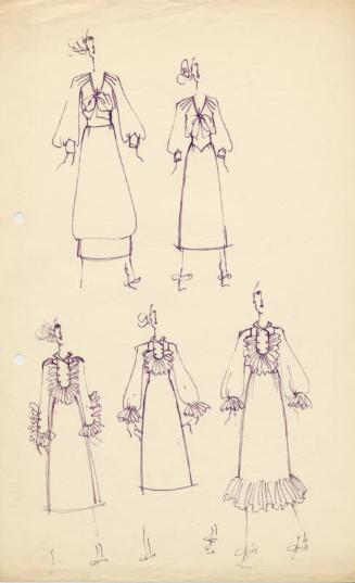 Multidrawing of Five Dresses