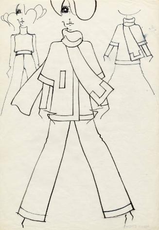 Drawing of Dolman-Sleeve Jacket, Jumper and Trousers