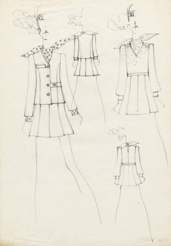 Drawing of Two Skirt Suits