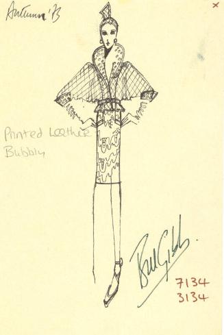 Drawing of Top and Skirt for Autumn 1973 Collection