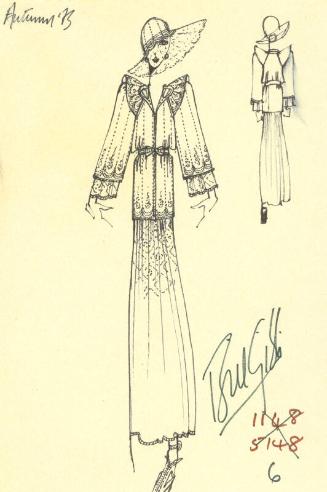 Drawing of Top and Skirt for Autumn 1973 Collection