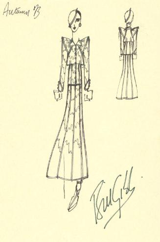 Drawing of Dress for Autumn 1973 Collection