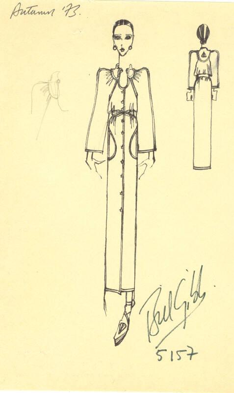 Drawing of Dress for the Autumn 1973 Collection