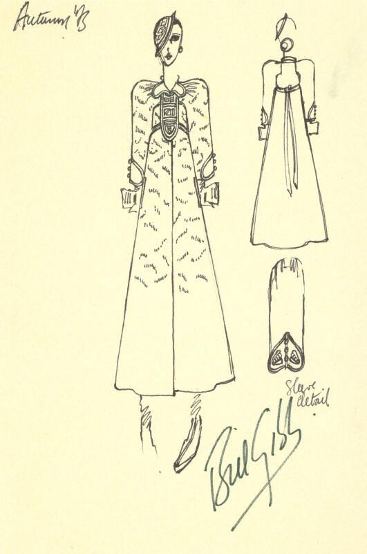 Drawing of Coat for the Autumn 1973 Collection