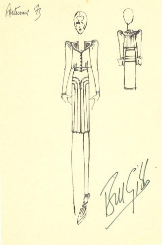 Drawing of Top and Skirt for the Autumn 1973 Collection