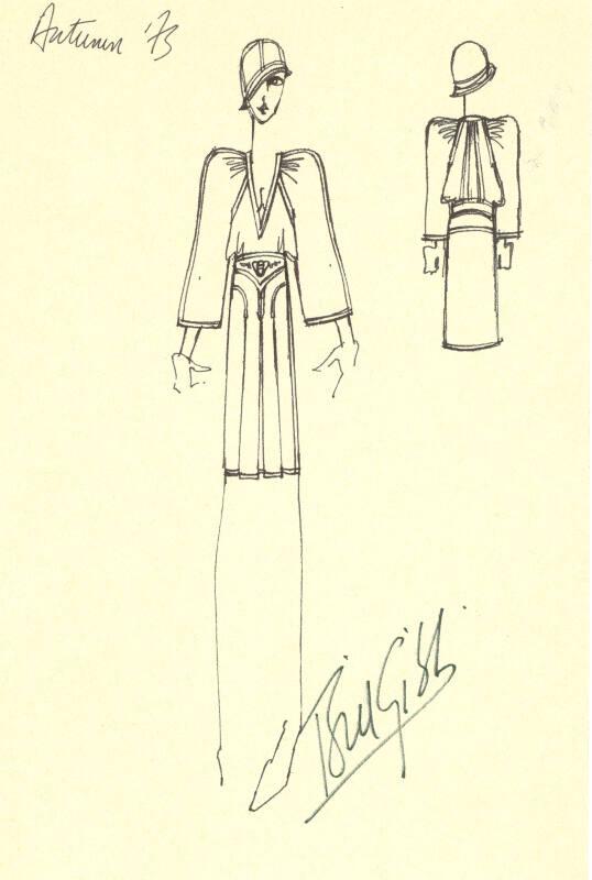 Drawing of Top and Skirt for the Autumn 1973 Collection