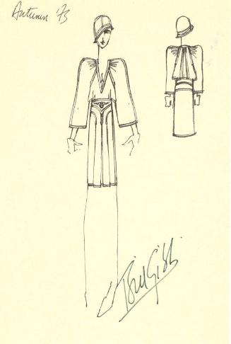 Drawing of Top and Skirt for the Autumn 1973 Collection