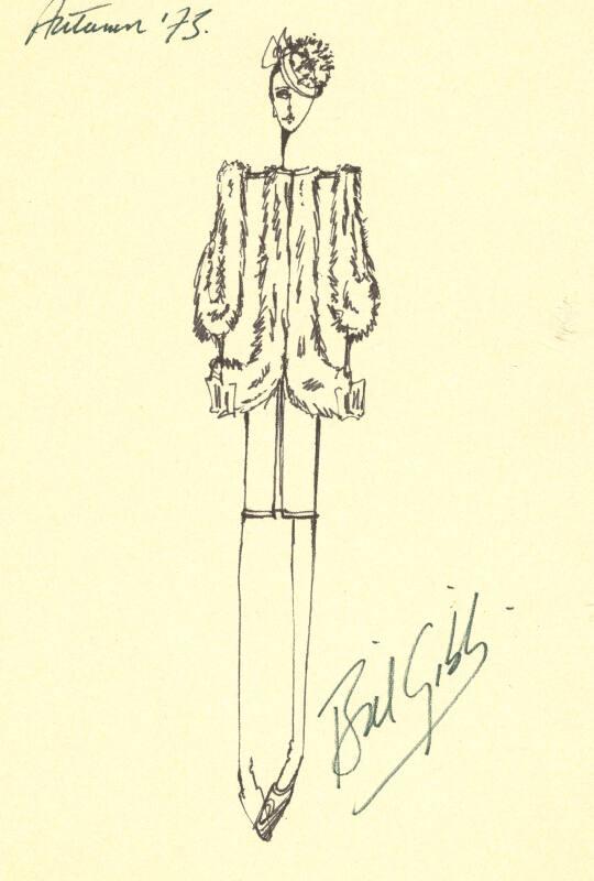 Drawing of Fur Coat and Skirt for the Autumn 1973 Collection