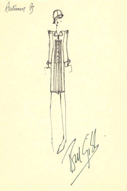 Drawing of Dress for Autumn 1973 Collection