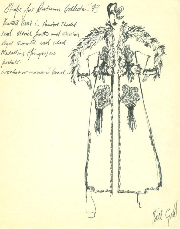 Drawing of Coat for the Autumn 1973 Collection