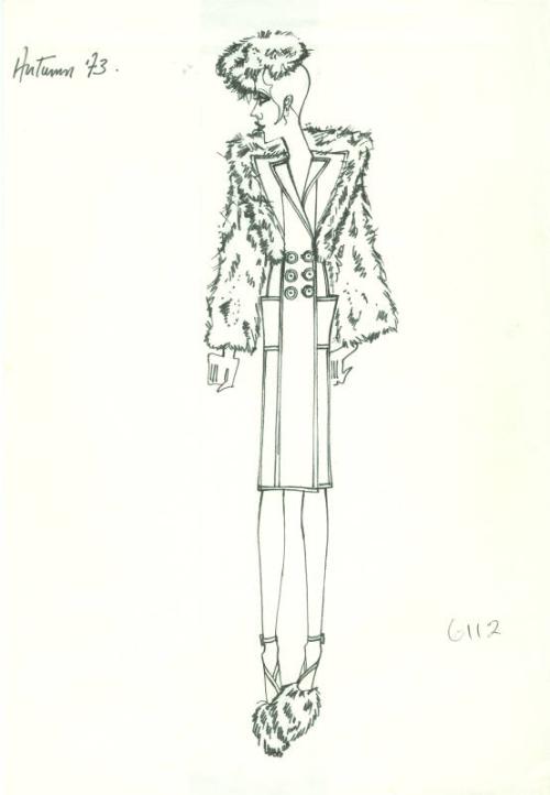 Drawing of Coat for the Autumn 1973 Collection