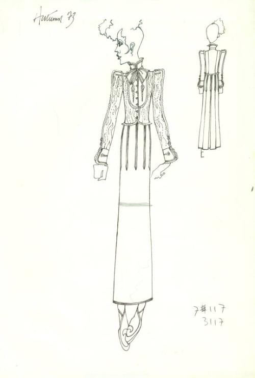 Drawing of Blouse and Skirt for the Autumn 1973 Collection