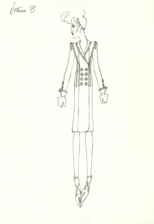 Drawing of Coat for the Autumn 1973 Collection