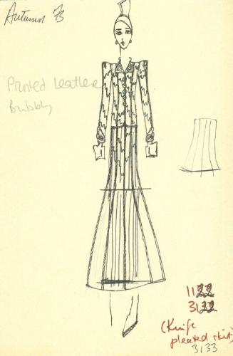 Drawing of Jacket and Skirt for the Autumn 1973 Collection