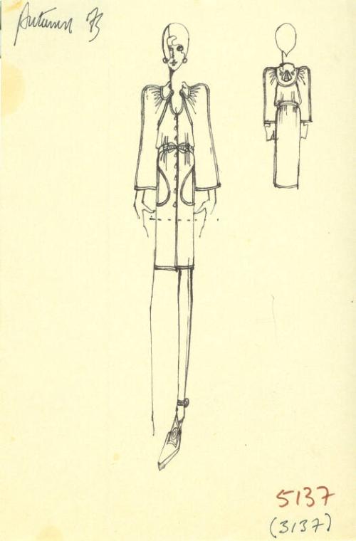 Drawing of Dress for the Autumn 1973 Collection