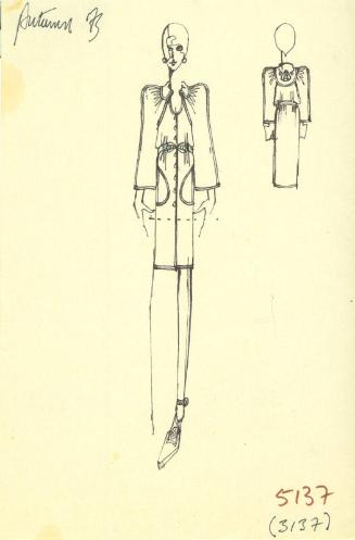 Drawing of Dress for the Autumn 1973 Collection