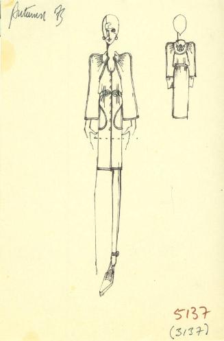 Drawing of Dress for the Autumn 1973 Collection