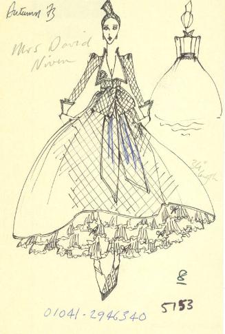 Drawing of Dress for Mrs David Niven and the Autumn 1973 Collection