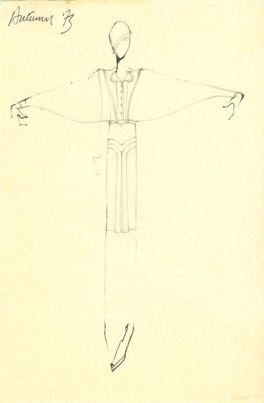 Drawing of Top and Skirt for the Autumn 1973 Collection