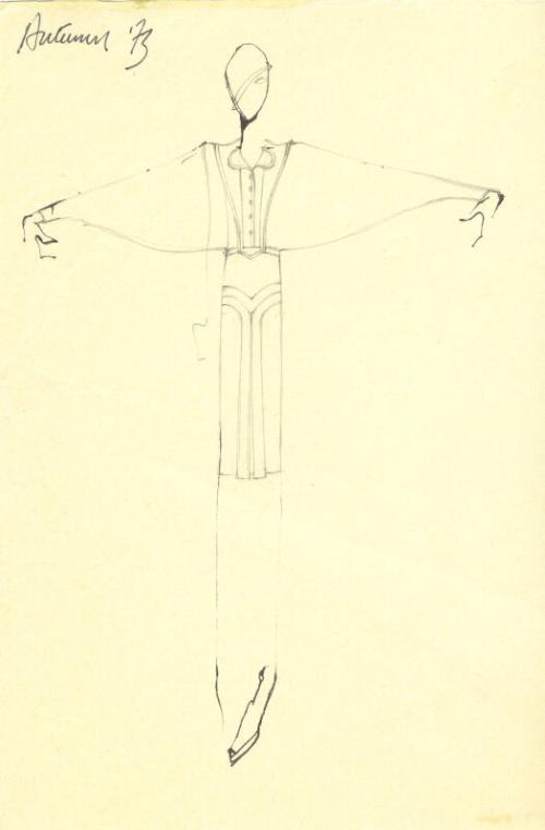 Drawing of Top and Skirt for the Autumn 1973 Collection