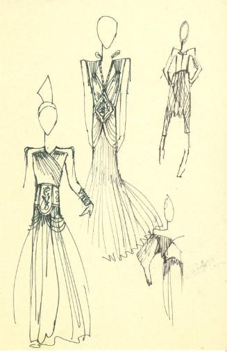 Drawing of Dresses for the Autumn 1973 Collection