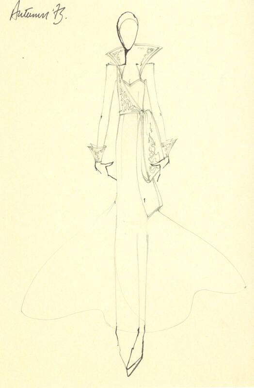 Drawing of Dress for the Autumn 1973 Collection