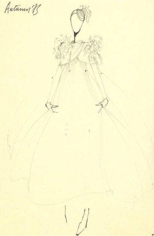 Drawing of Dress and Wrap for the Autumn 1973 Collection