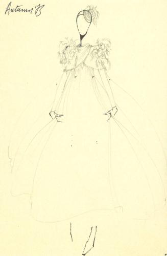 Drawing of Dress and Wrap for the Autumn 1973 Collection