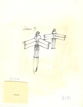 Drawing of Jacket with Fabric Swatch for Autumn 1973 Collection