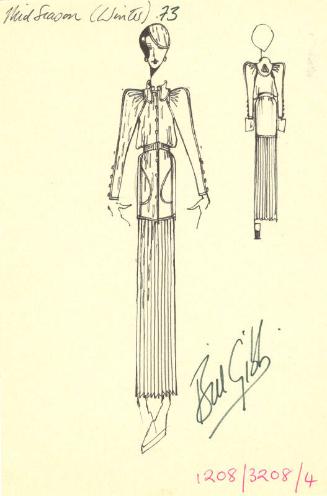Drawing of Top and Skirt for Winter 1973 Collection