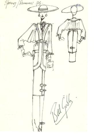 Drawing of Jacket and Skirt for Spring/Summer 1974 Collection