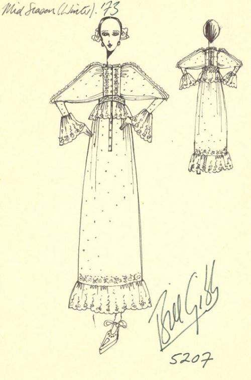 Drawing of Jacket and Skirt for the Mid Season (Winter) 1973 Collection