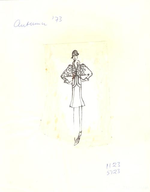 Drawing of Jacket and Skirt for Autumn 1973 Collection